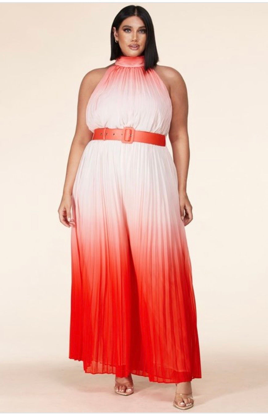 Coral Ombre Plus Jumpsuit