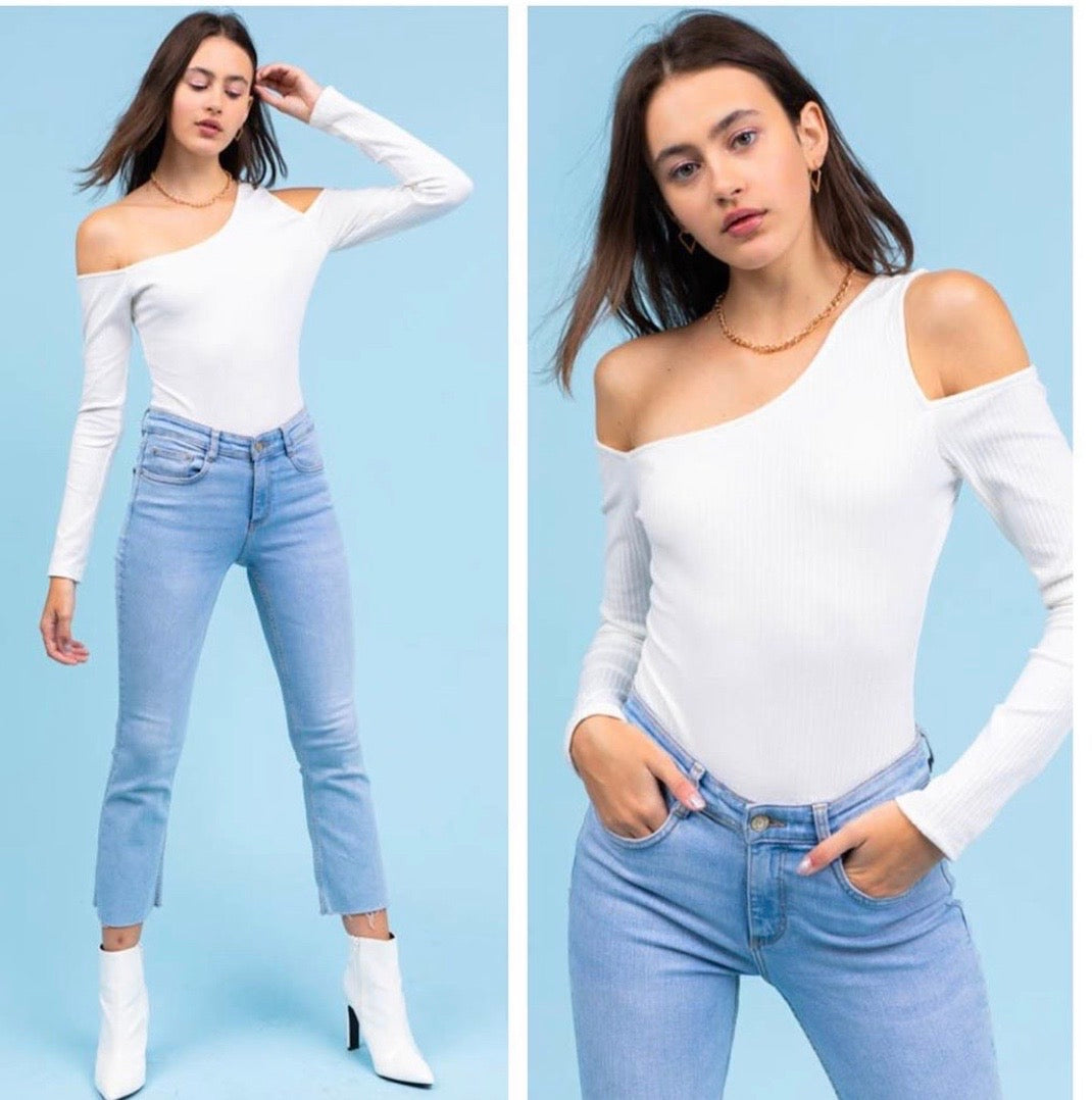Lelis One Shoulder Bodysuit Blanco