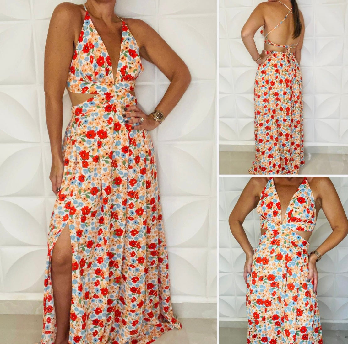 Floral Open Cut out Dress