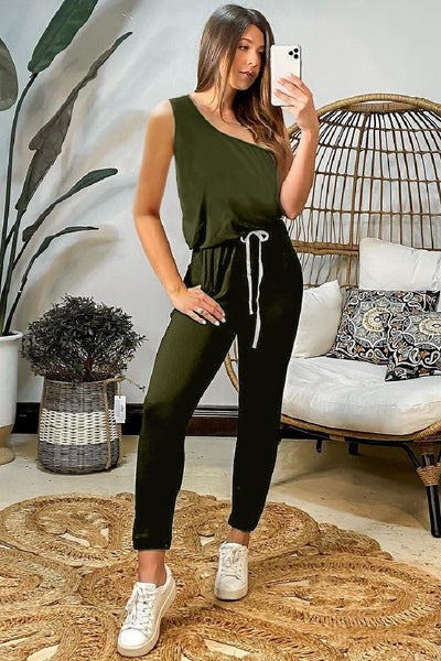 Olive One Shoulder Jumpsuit