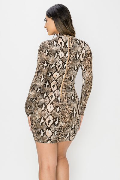 Snake Print Cutout Dress