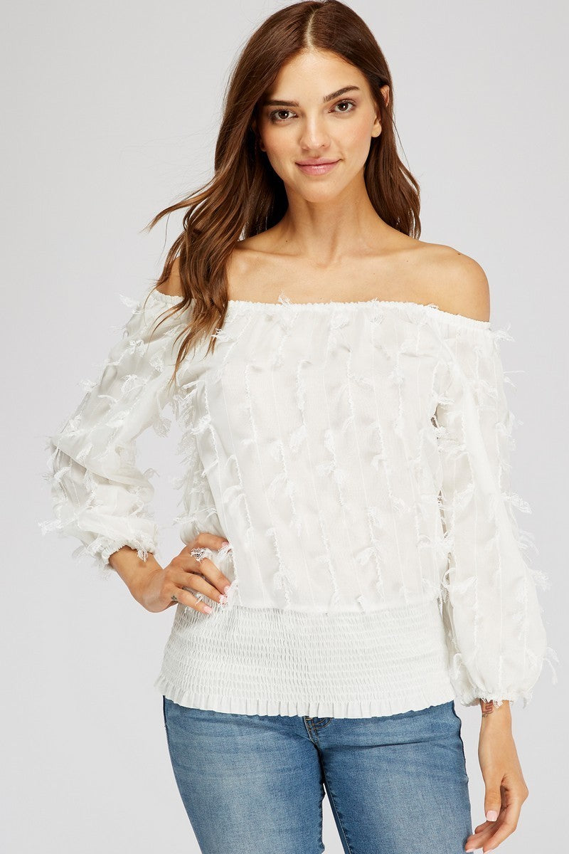 Off the shoulder tropical girl top